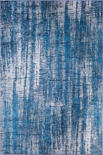 Nora Blue Abstract Washable Rug