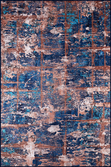 Lydia Brown and Blue Modern Rug