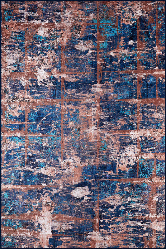 Lydia Brown and Blue Modern Rug