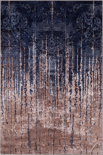 Henry Blue Brown Distressed Washable Rug