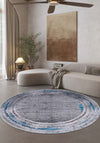 Olivia Grey Blue Bordered Rug