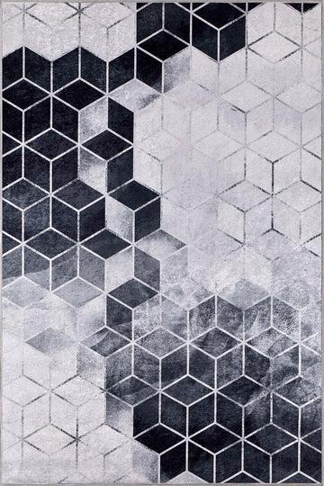 Peyton Geometric Black and White Rug