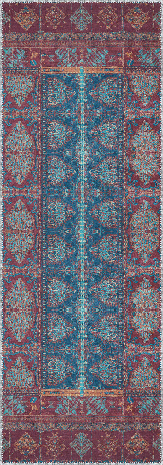 Andrew Burgundy Vintage Washable Rug