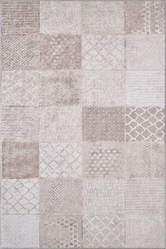 Rylon Cream Checkered Rug