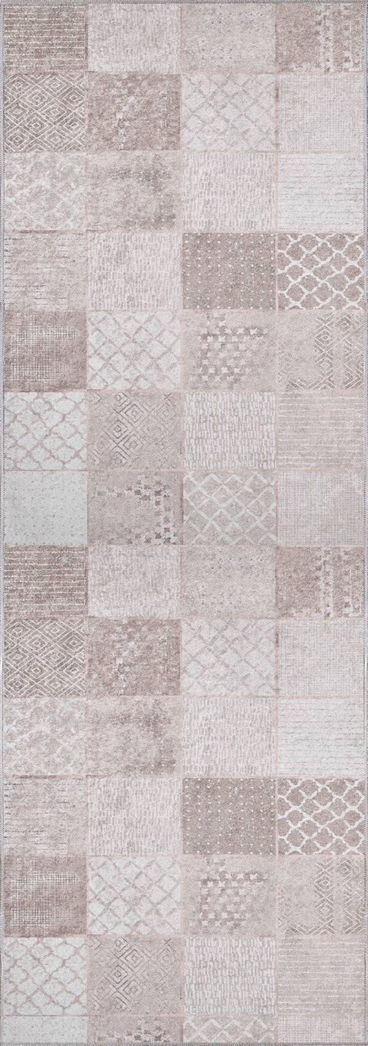 Rylon Cream Checkered Rug