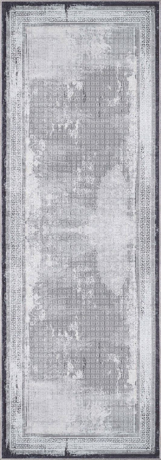 Elvara Black and White Washable Rug