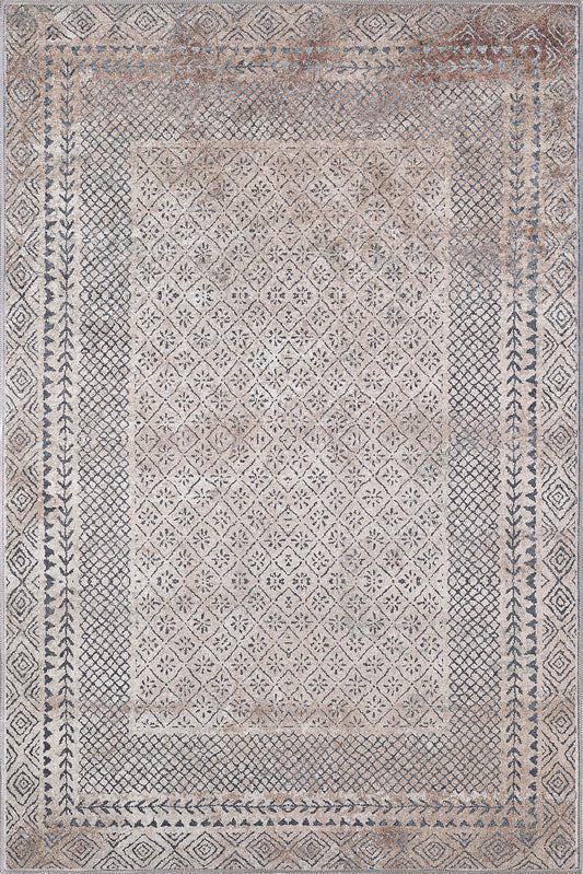 Calyra Bordered Beige Rug