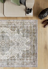 Hudson Green Beige Medallion Washable Rug