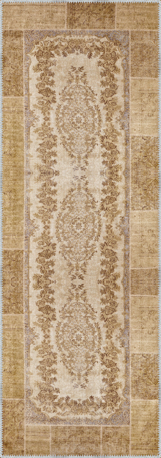 Adrian Yellow Oriental Washable Rug