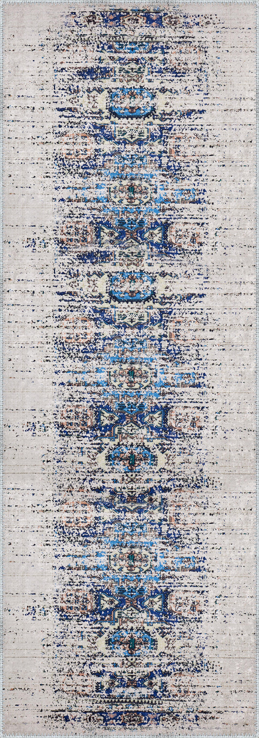 Zachary Blue Grey Distressed Rug